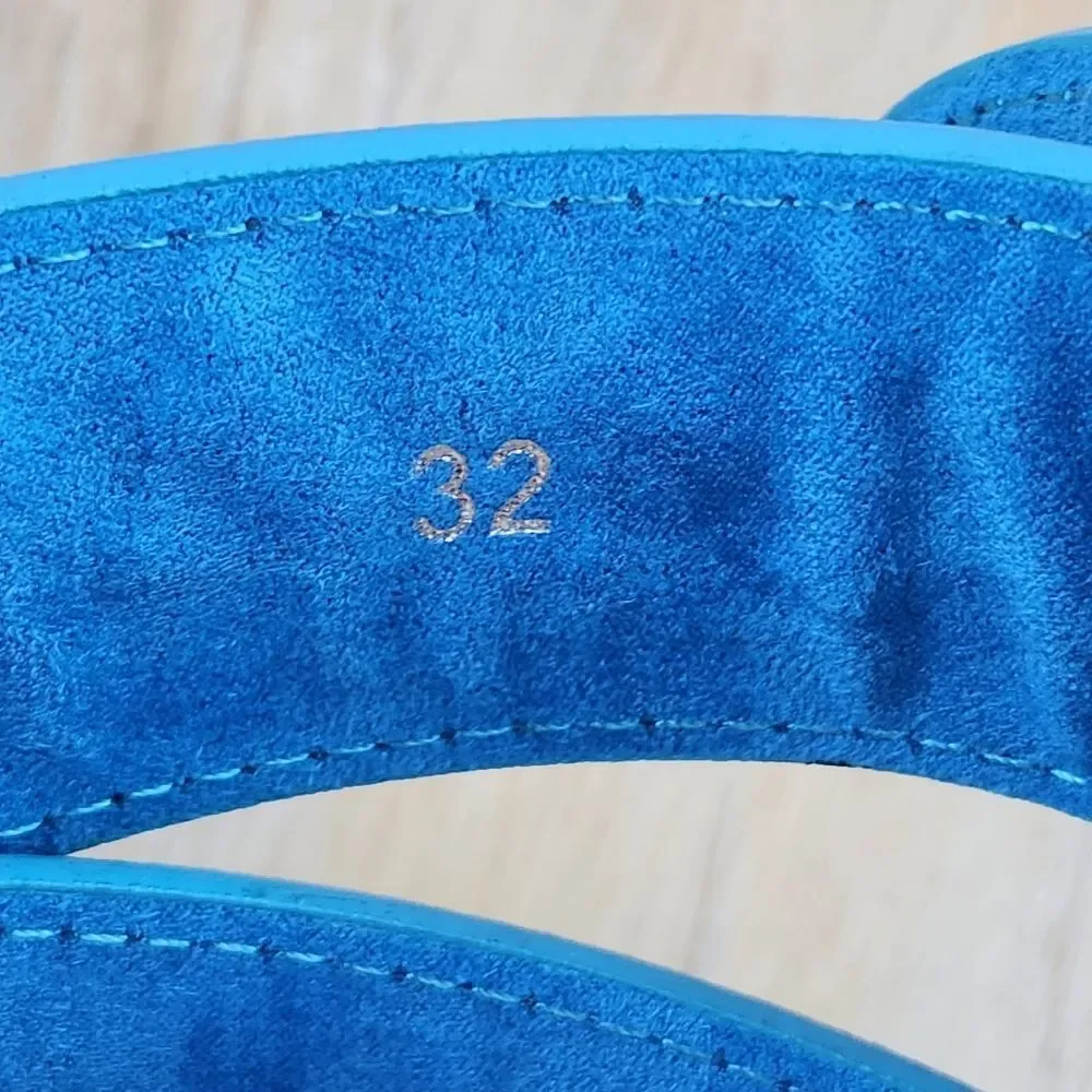 🔸️NIB Turquoise Genuine Suede Leather Belt w/Detachable  Antiqued Buckle Small
